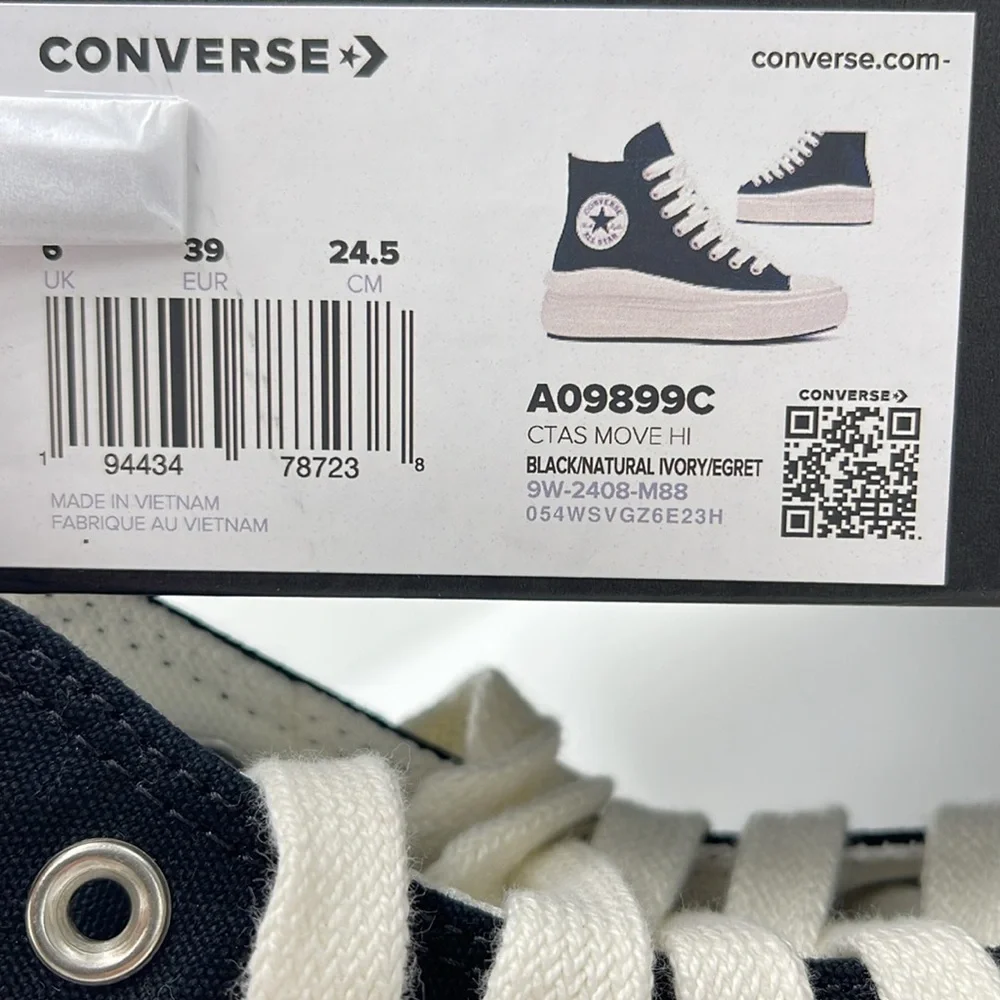 Converse WMNS A09899C CTAS MOVE HI BLACK/NATURAL IVORY/EGRET Platforms Sneakers
